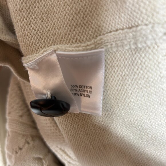 Roundtree & Yorke cable Knit Cardigan leather Button Sweater Cream Mens XL brown - Picture 4 of 11